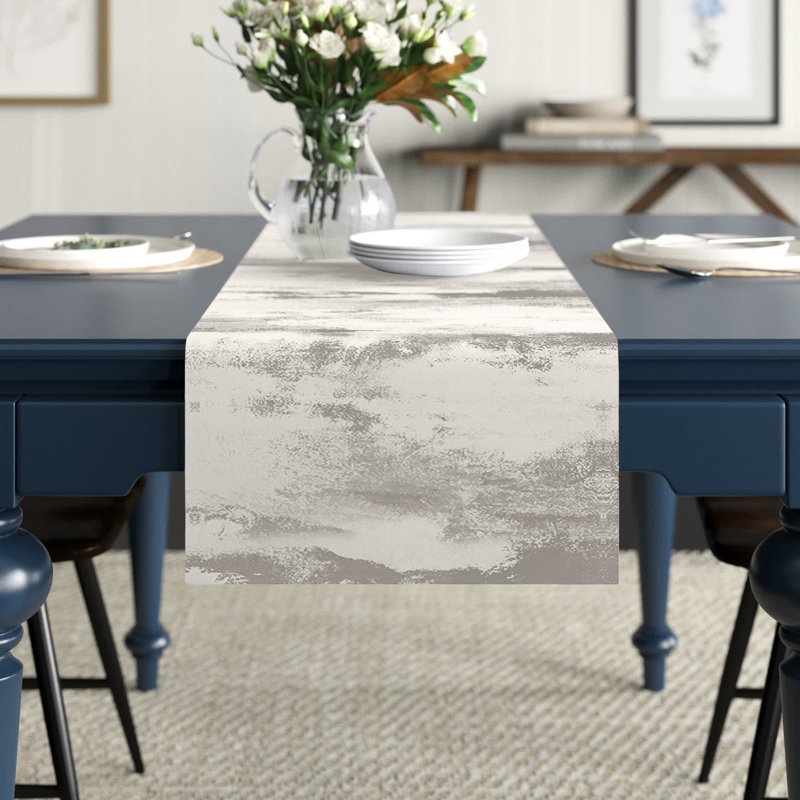 Harriss Abstract Table Runner, 90" x 16", Grey