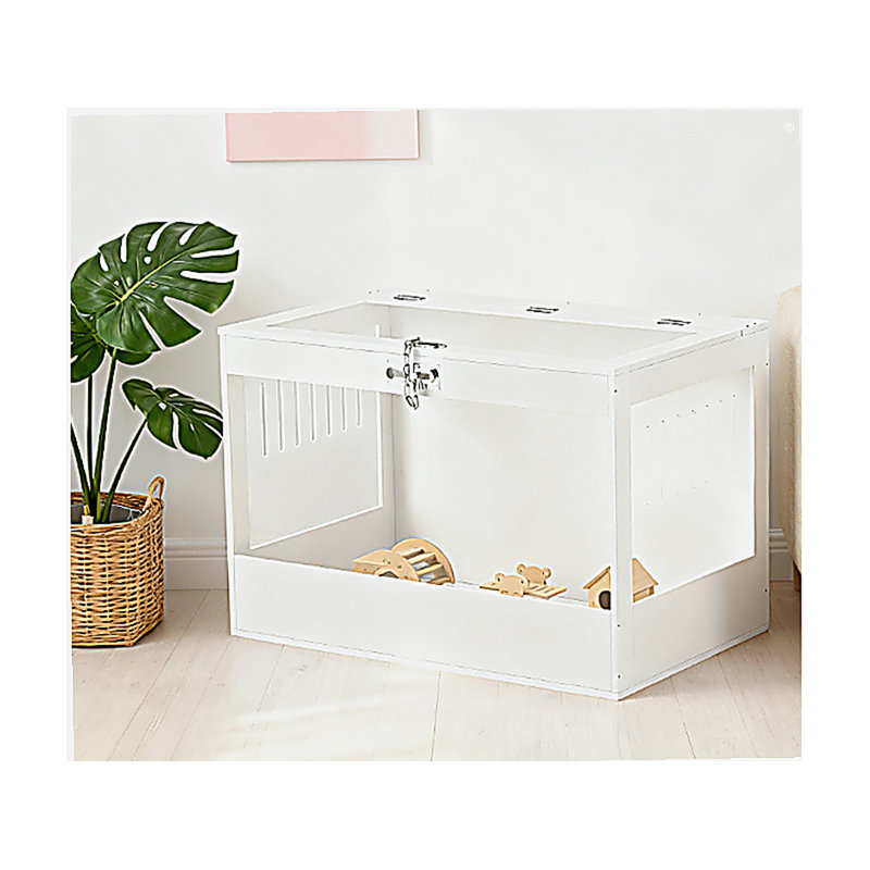 Cage pour animal de compagnie avec couvercle et serrure ouvrable, cabane, accessoires, blanc