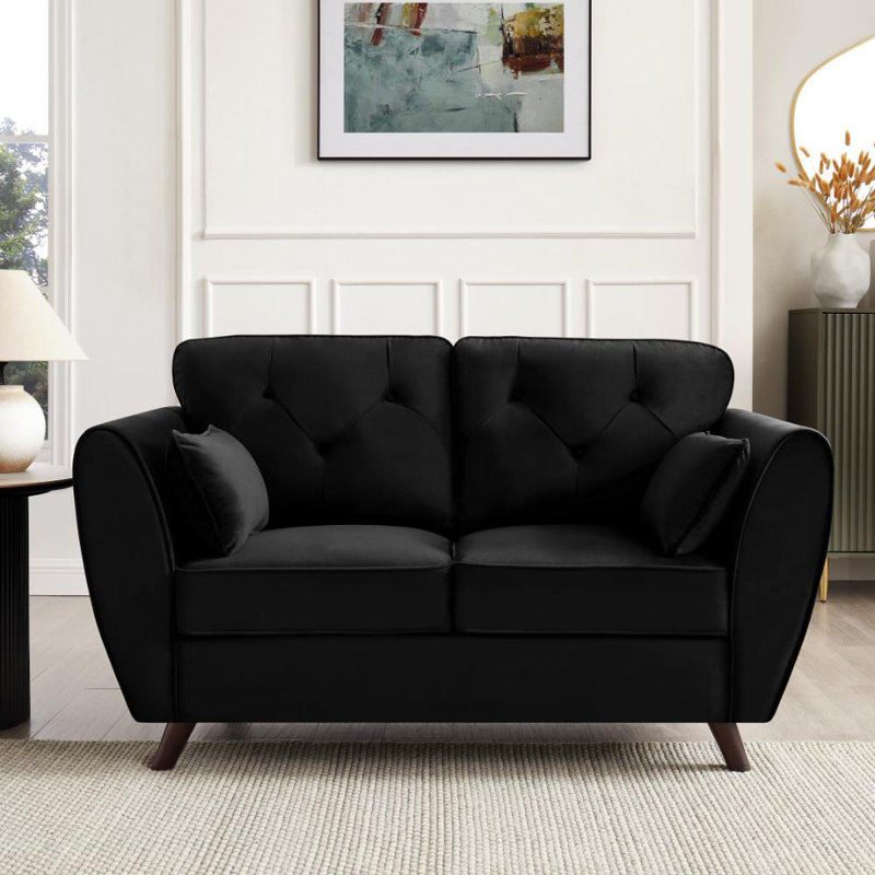 Wangara 2 Seater Sofa, Black Velvet