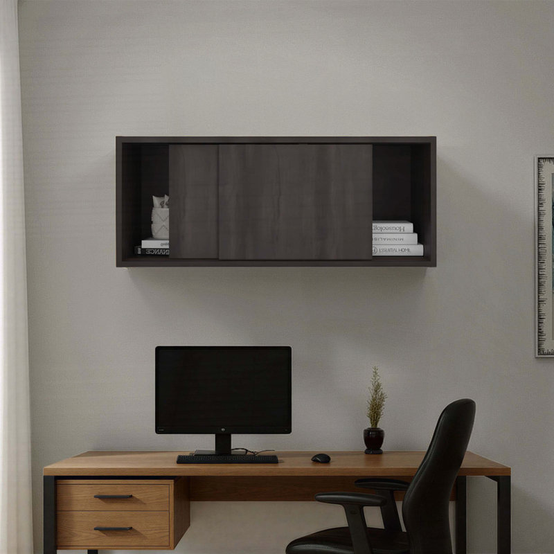 Armoire de rangement murale large de 32 pouces avec portes coulissantes Note - Rangement mural compact pour le bureau ou le garage