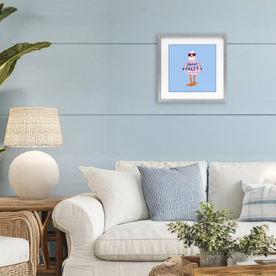 «Super Salty Sassy Seagull», reproduction sous verre encadrée, design par Bex Morley Design