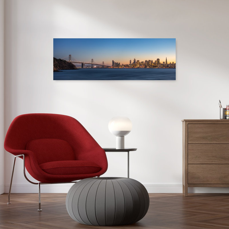 San Francisco Bay, crépuscule, abstrait, architecture contemporaine, art mural, H 12 po x l 36 po