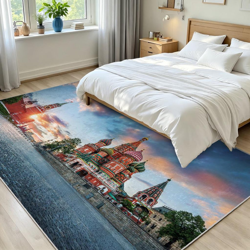 Tapis cathédrale Clear et lavable à la machine Clear, Rectangle 71" x 98"