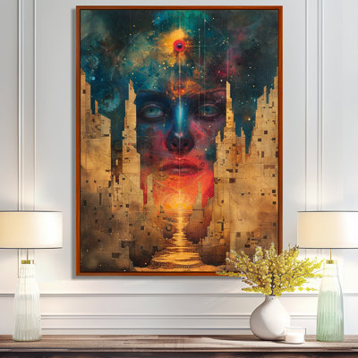 Portrait d'homme cosmique, ville antique - Collages abstraits, art mural