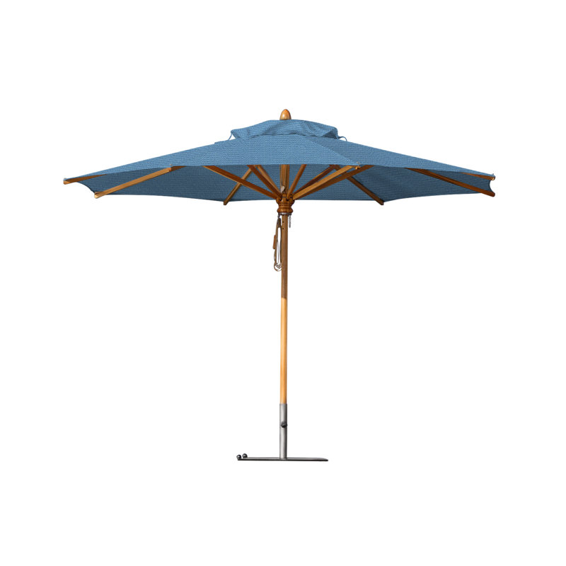 Safari 11.5' Round Umbrella, Square Metal w/ wheels+2.25" Stainless Steel Tube, 99.6" H x 137" W x 137" D, Teal