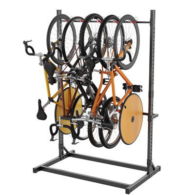 Support de rangement pour vélo autoportant - système de crochet réglable, pouvant supporter jusqu'à 400 lb, 80,3 pouces de haut, matériau de peinture en fer et mat, solution de rangement pour garage
