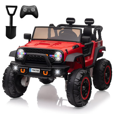 Camion électrique 2 places 24 V pour enfants – Tricycle motorisé à quatre roues – Télécommande, lumières DEL, musique, port USB, pelle – Véhicule à piles pour garçons et filles de 3 à 8 ans