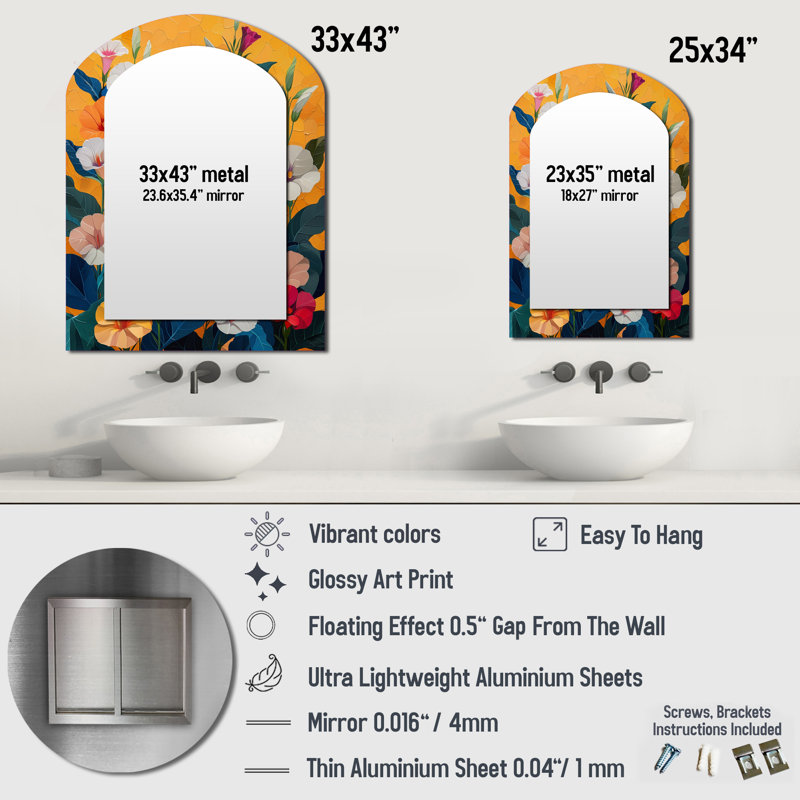 Miroir mural orange orange, 34 po x 25 po