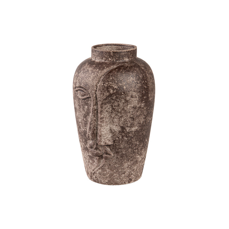 FACE CERAMIC VASE 19X19x30 CM, Brown