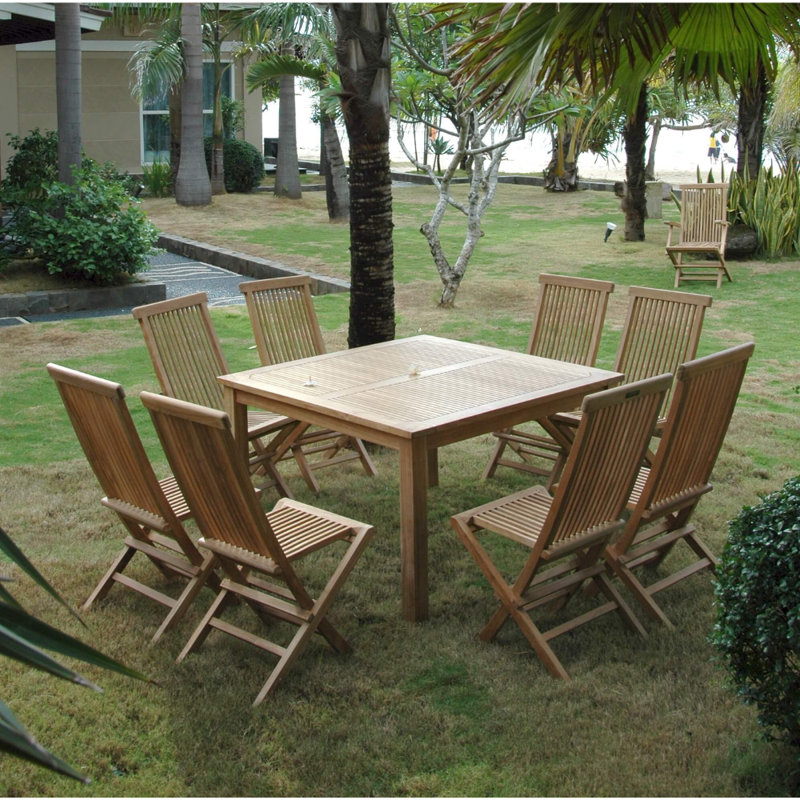 Classic Outdoor 9 - Piece Teak Dining Set, 8