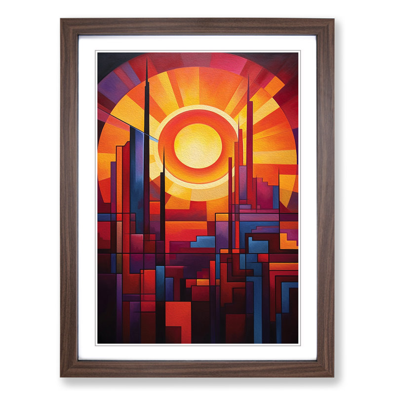 Single Picture Frame Print on Wood, 64cm H x 46cm W, Walnut Framed