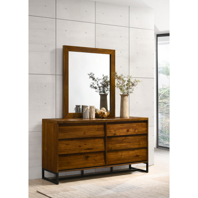 Charlize Wood Flat Wall Mirror, Brown