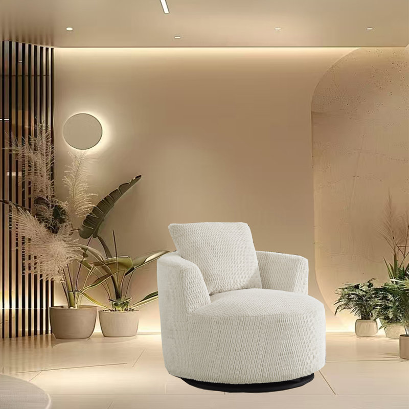 Fauteuil d'appoint pivotant à 360 ° Compression Sofa, Crème, crème