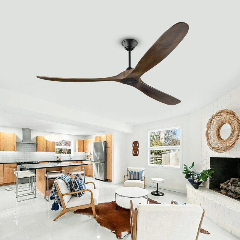 Reversible Dc Motor Ceiling Fan Featuring Premium Solid Wood Blades And App Based Smart Control,Suitable For Bedrooms, Living Rooms, And Covered Patios