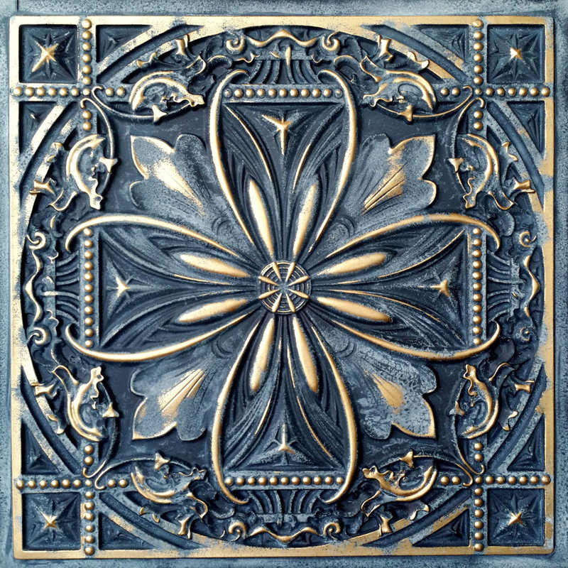 Milan 24'' L x 24'' W Textured PVC Drop-In & Glue Up Ceiling Tile Ceiling Tile, Smoked Gold