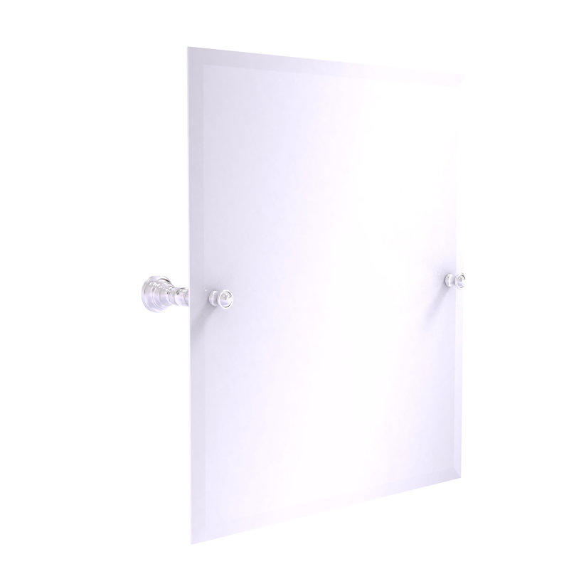 Miroir de meuble-lavabo biseauté sans cadre Freyja, Chrome satiné, 26 po x 21,8 po