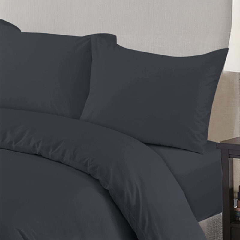 Microfiber No Pattern Duvet Cover Set with Pillowcases, Single Duvet Cover Set + 3 Additional Pieces, Charcoal
