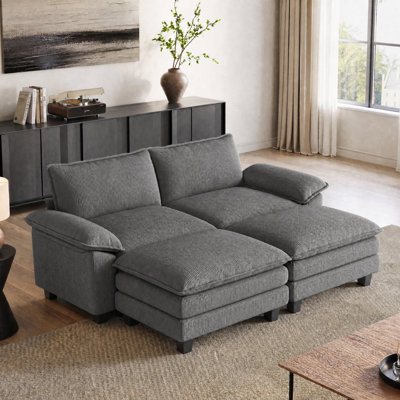 Canapé modulaire rembourré 90 po avec deux repose-pieds Colbey