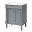 Meuble-lavabo de 24 po avec lavabo supérieur, armoire de rangement à 2 niveaux de style rétro et charnières à fermeture douce avec cadre en bois massif, beaucoup d'espace,