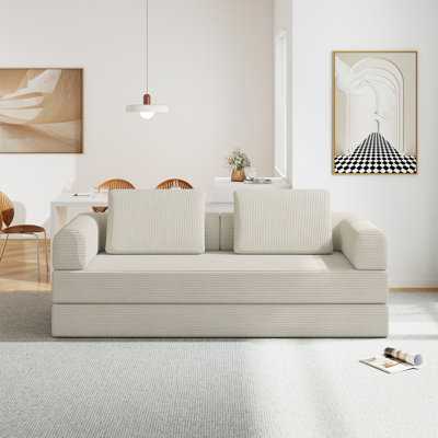 Anwick 78-inch Convertible Compression Sofa Bed, Foldable Sofa Bed, Modular Sofa, Corduroy Mattress, Removable and Washable.