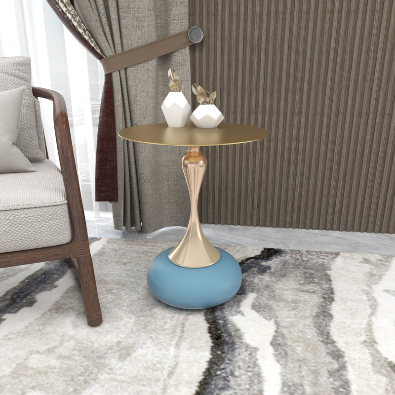 Table d'appoint en acier inoxydable Kalup, Bleu / Ivoire
