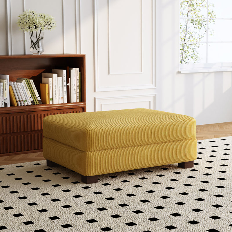 Vontavious Upholstered Ottoman, Orange