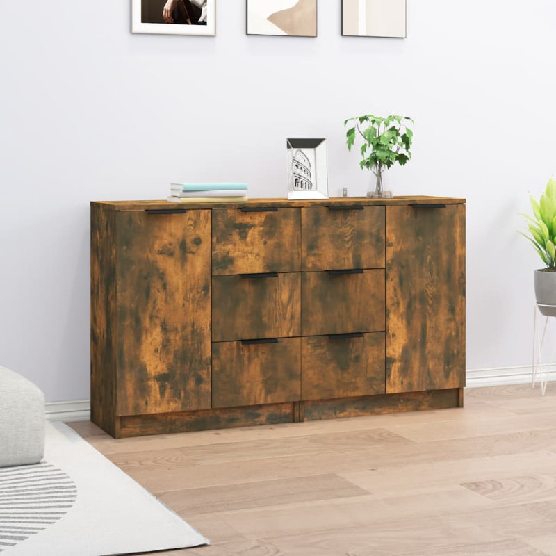 Laycee 60Cm Wide 6 Drawer Sideboard, Smoked Oak