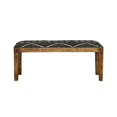 Banc de salon moderne avec mélange de coton et de tissu d'ameublement tissé noir et blanc