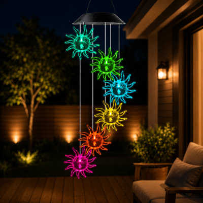 25'' Solar Powered Wind Chimes  Colour Changing Outdoor Waterproof  Garden Decor Gift for Women