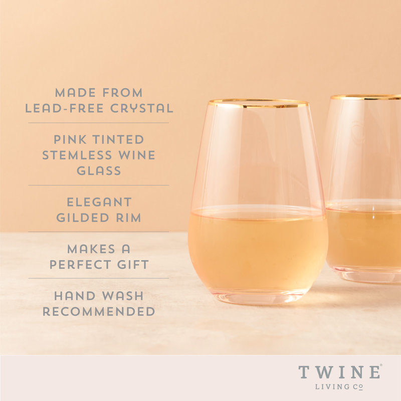 Rose Crystal Stemless Wine Glass