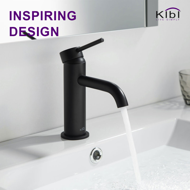 Circular Single-handle Bathroom Faucet, Matte Black, Drain Assembly Included