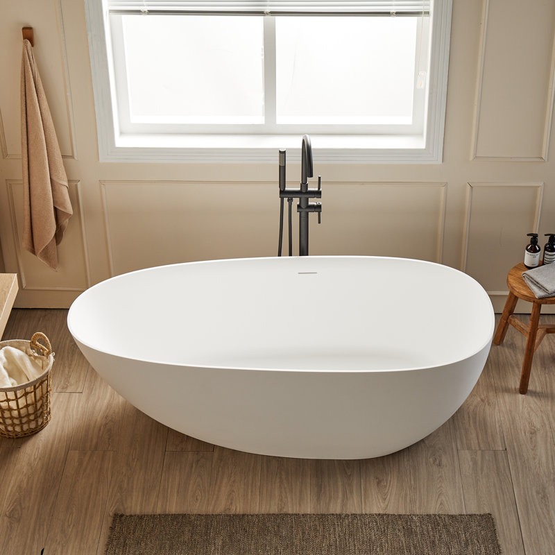 63'' x 31.5'' Freestanding Soaking Solid Surface Bathtub
