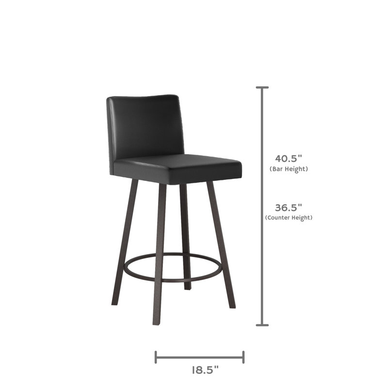 Tabouret de comptoir pivotant 26 po Godin, Noir, Tabouret de comptoir (siège d'une hauteur de 26 p