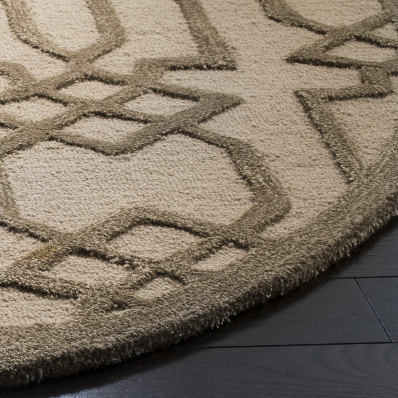 Zandbergen Hand Tufted Wool Geometric Rug, Round 5'