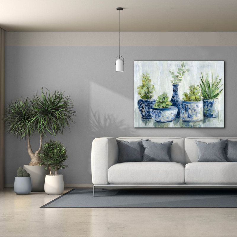«Chinoiserie Plants Bright» par Silvia Vassileva, art mural sur toile, H 40 po x l 54 po x P 1,5 po