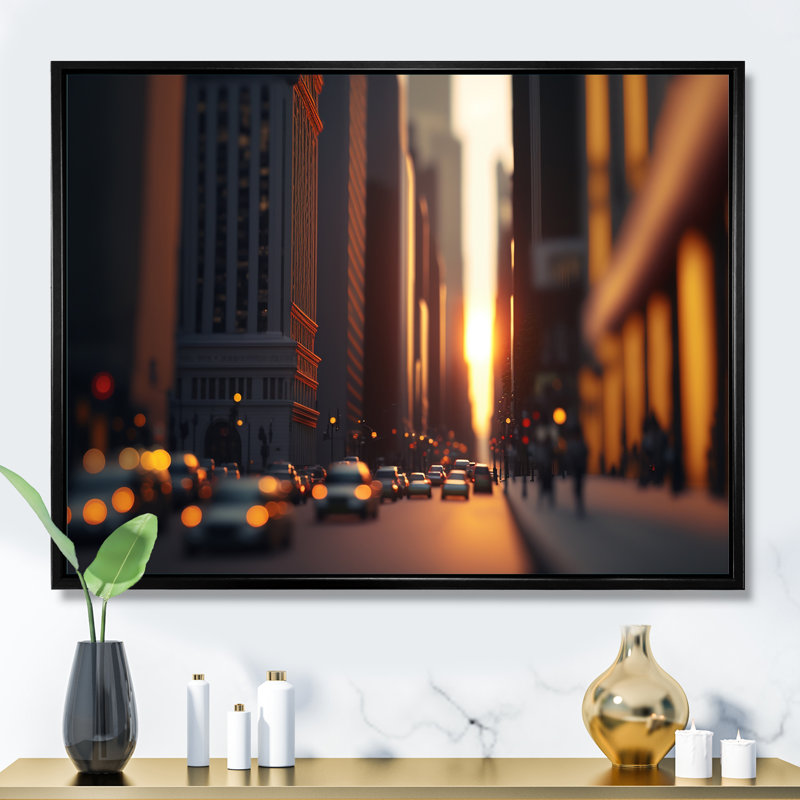 «Maquette Sunset Through Manhattan Skyscrapers III», reproduction sur toile, H 30 po x l 40 po x P 1,5 po