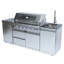 Barbecue extérieur 85 pouces à 6 brûleurs 85 000 avec comptoirs en granite, roulettes, plateau à graisse et support en acier inoxydable, lumières halogènes de style traditionnel américain 85000
