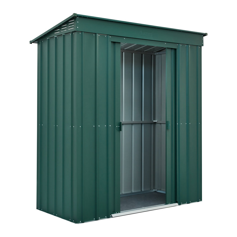 Globel 6 X 3 Pent Grey Metal Shed, Green