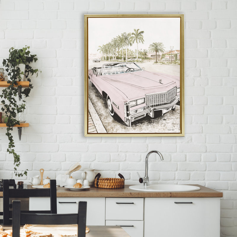 Cadre flottant convertible bébé rose rétro, design par Cindy Jacobs, H 31 po x l 25 po, Cadre flottant métallique doré