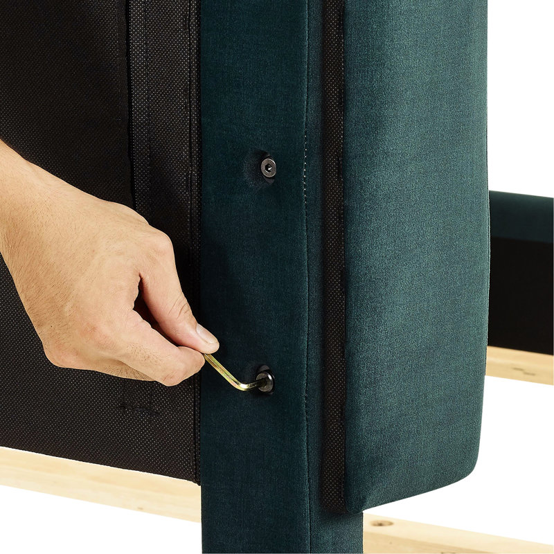 Structure de lit contemporain en velours pour grand lit - Lit transitionnel rembourré Grace