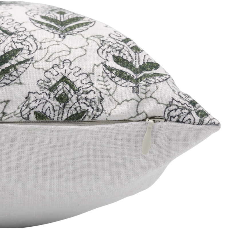 Floral Linen Pillow Covers – Decorative Neutral Accent Throw Pillows for Couch, Living Room, Indoor Use, Green Floral 3