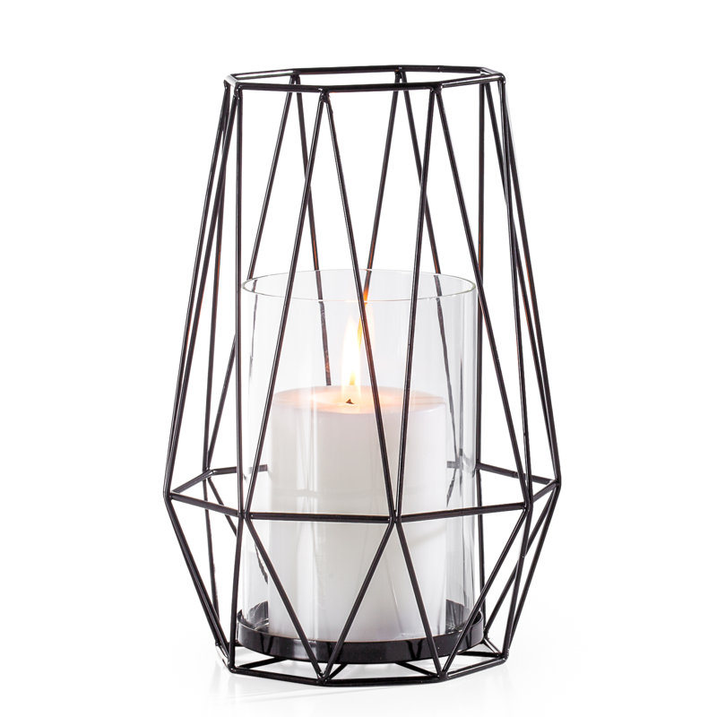 Hurricane de table Diamond Deco, H 10 po x l 6,5 po x P 6,5 po, Noir