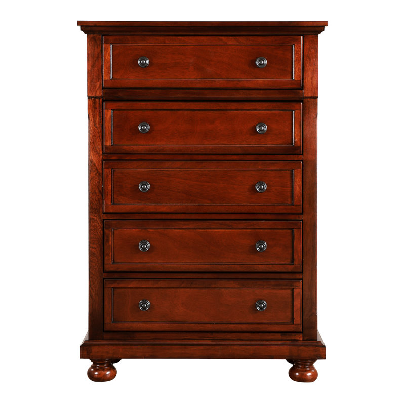 Commode de chambre à coucher en cerisier brillant - mouvement de tiroir lisse, meubles entièrement assemblés, forts et élégants,
