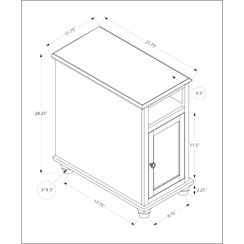 Table d'appoint avec poignée ronde en métal