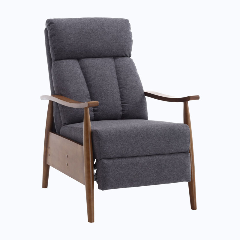 Bamber Upholstered Recliner, Dark Gray Linen