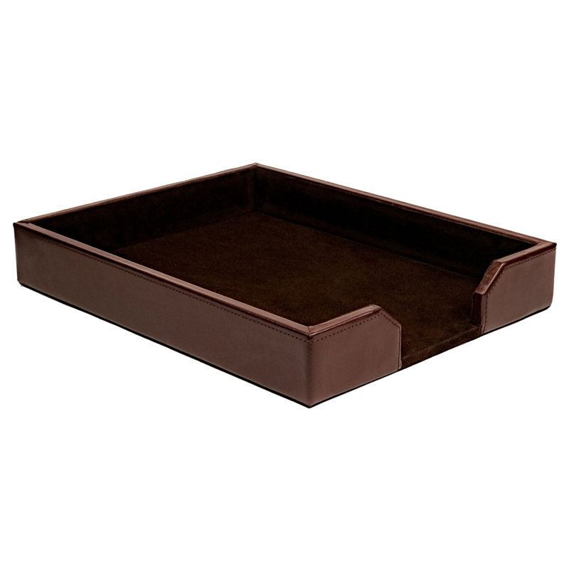Organisateur de papier en cuir Gregson, Brun foncé