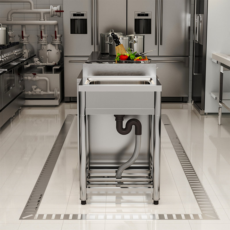 Belfry Kitchen Cybele 500mm W Single Bowl Stainless Steel Kitchen Sink with 2 Faucet Holes