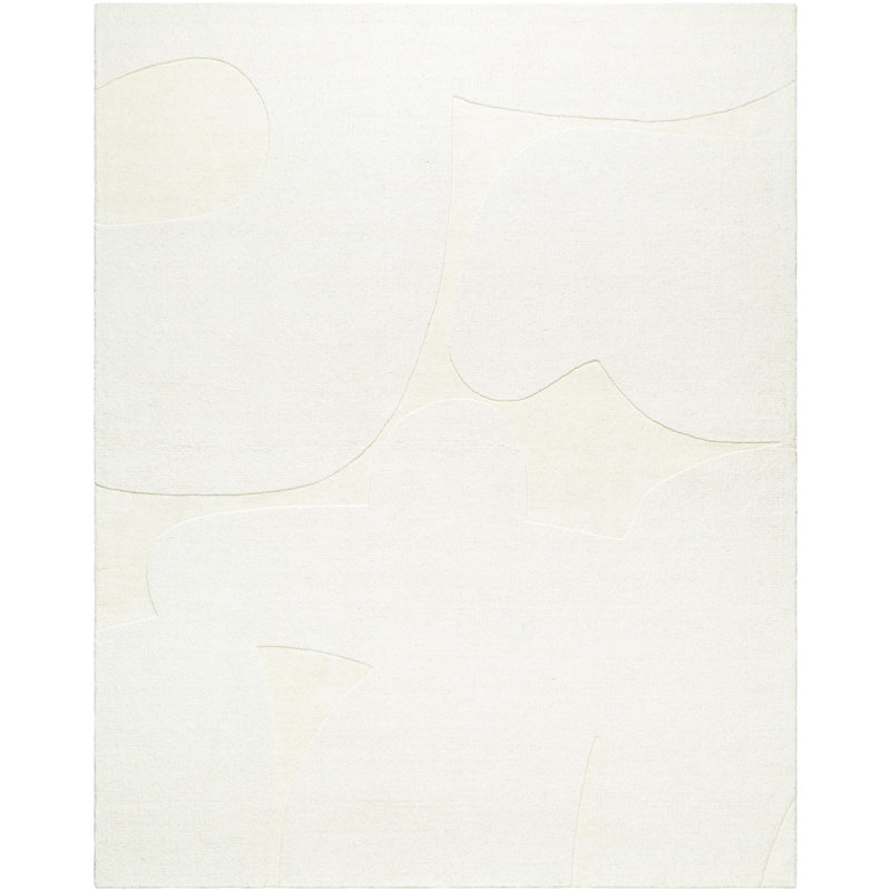Rectangle Solid Color Hand Tufted Wool Area Rug in Beige, Rectangle 5' x 7'6"