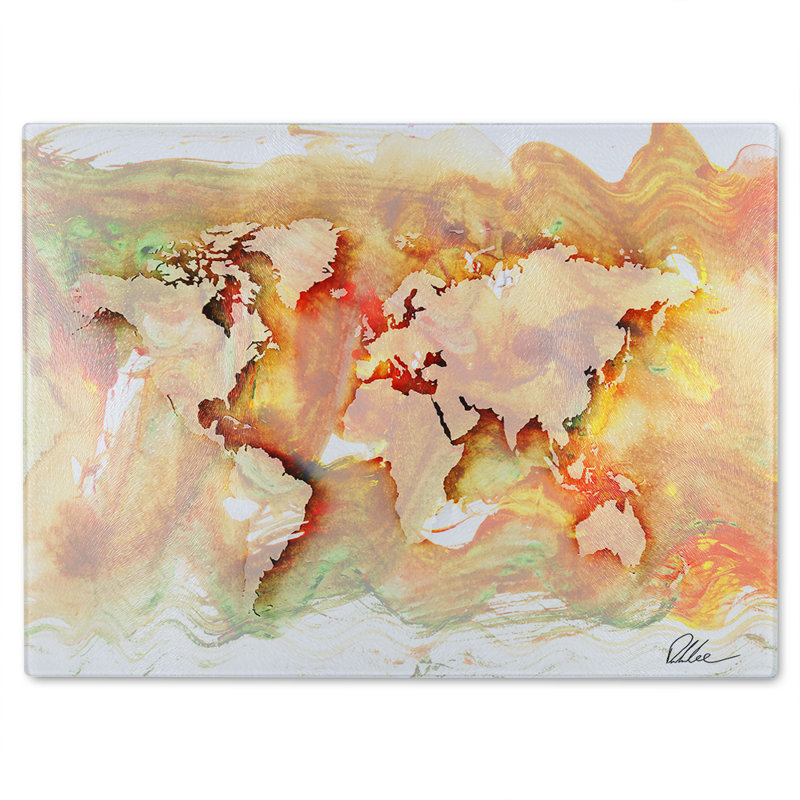 Square World Glass Chopping Board, 40cm L x 28cm W