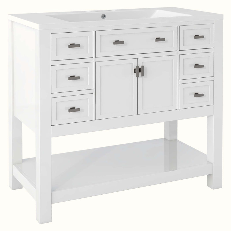 35.2'' Single Bathroom Vanity Base Only, White